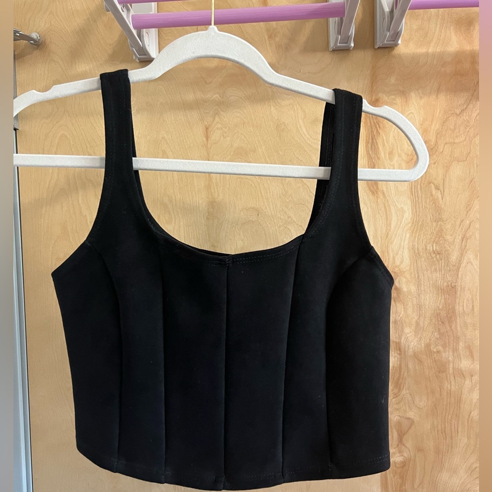 Altar’d State Black Suede Corset Crop Top